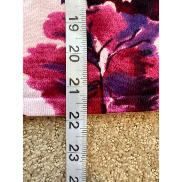 Cardigan Pink Purple Floral Single Button V-Neck Liz Claiborne Sweater - Picture 11 of 11